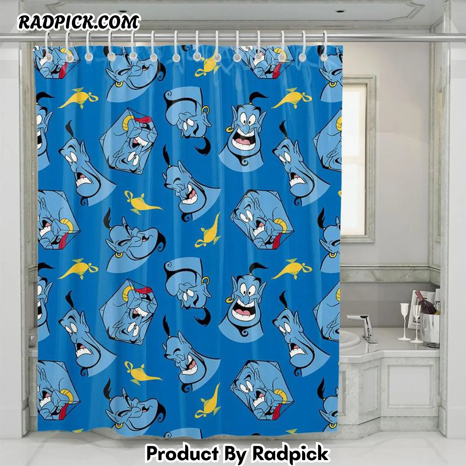 Expressions faces of aladdin disney cartoon shower curtain set for bathroom decor best gift for friends rp387940